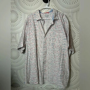 Tommy Bahama Men’s Button Up‎ Shirt  White Nova Wave Cocktail Drinks Print XXL